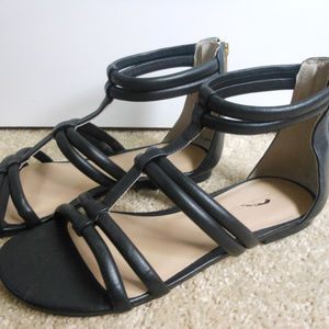 NEW*UNWORN J CREW Black Back Zip Leather Sandals